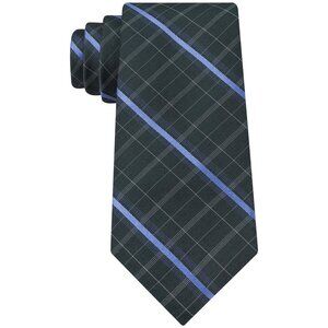 MICHAEL KORS Green Blue Pin Pin Plaid Silk Slim Tie